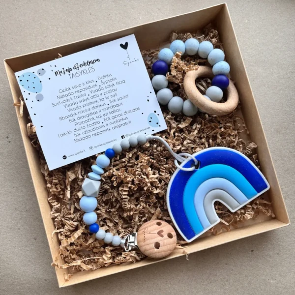 Silikoninis kramtukas ir čiulptuko laikiklis