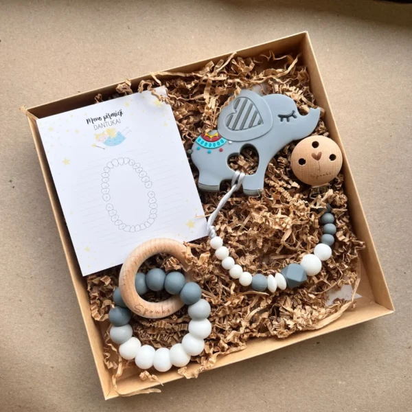 Silikoninis kramtukas ir čiulptuko laikiklis