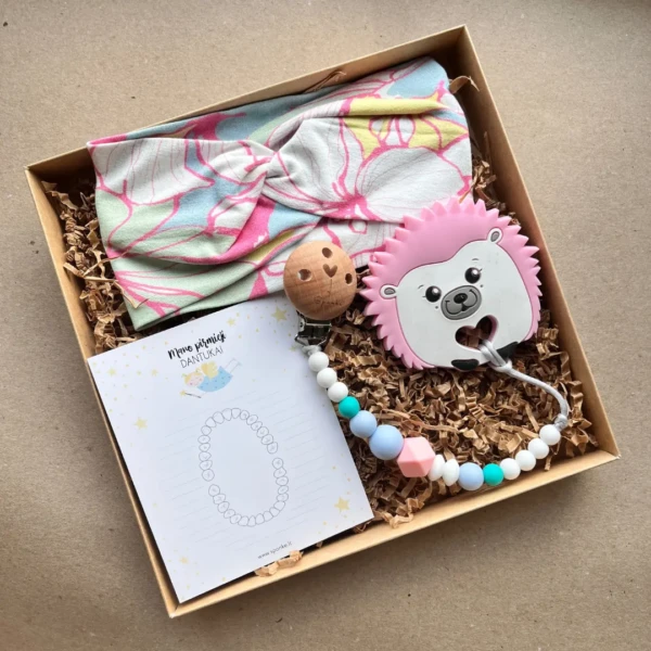 Silikoninis kramtukas ir čiulptuko laikiklis