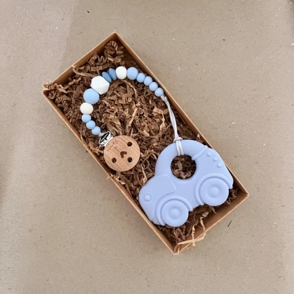 Silikoninis kramtukas ir čiulptuko laikiklis