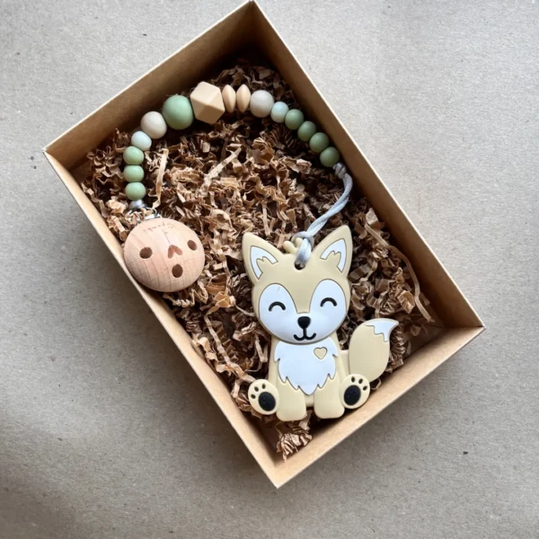 Silikoninis kramtukas ir čiulptuko laikiklis