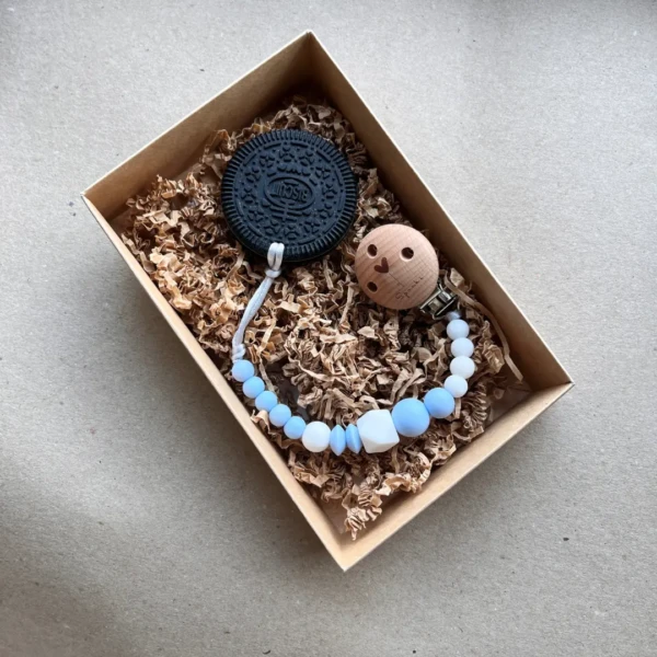 Silikoninis kramtukas ir čiulptuko laikiklis