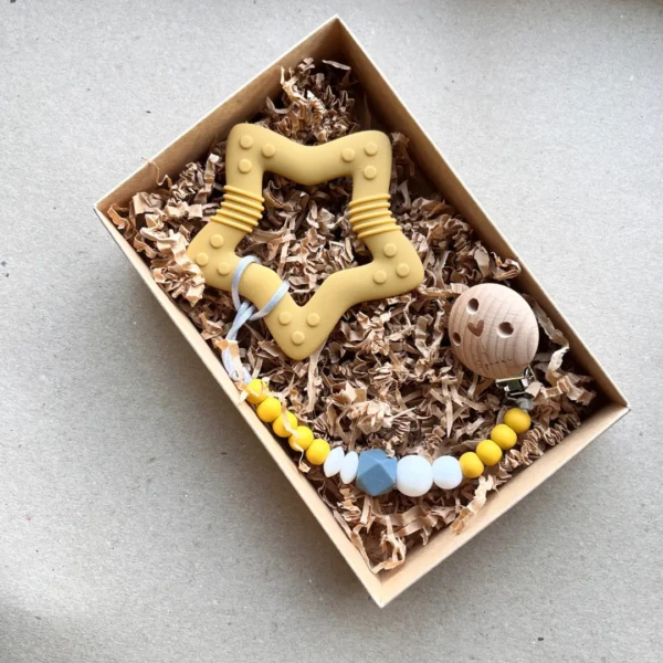 Silikoninis kramtukas ir čiulptuko laikiklis