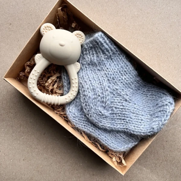 megztos kojinytės ir kramtukas silikoninis