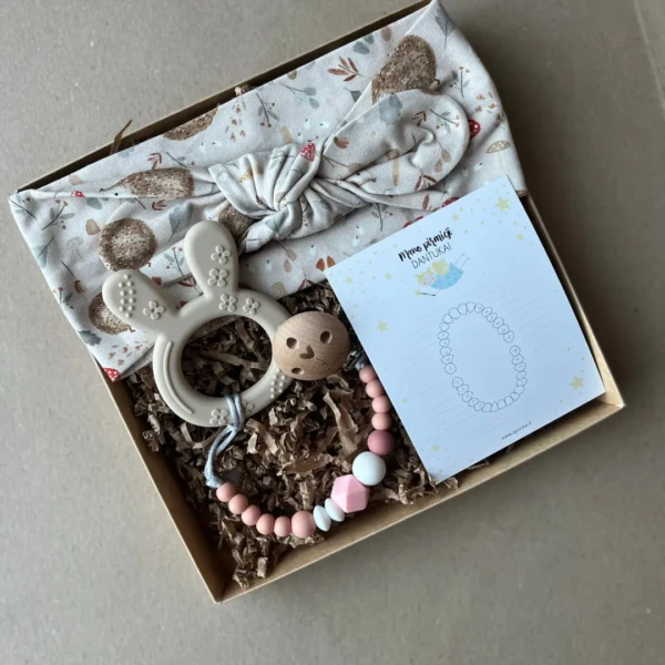 galvos juosta kūdikiui 6-24 mėn su zuikučio kramtuku ir laikikliu