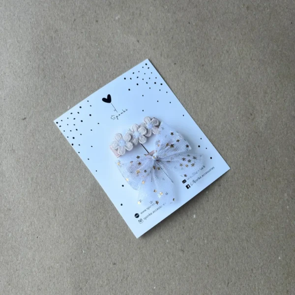 segtukai mergaitėms pastelinės gėlytės ir tiulio bantukas