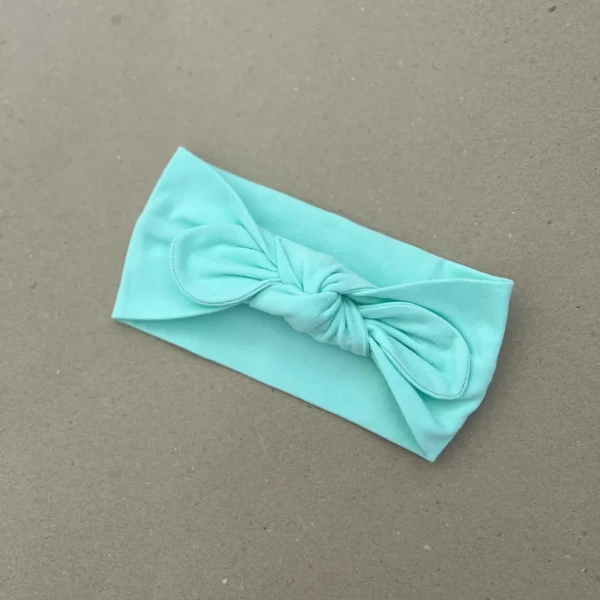 Plati mėtų žalios spalvos galvos juosta mergaitei su bantuku
